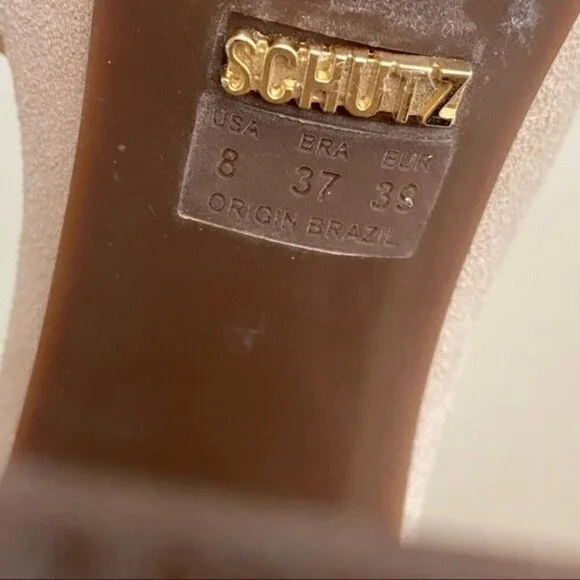 SCHUTZ Suede Platforms Ankle Strap Heels in Cream Tan Size 8 - Picture 8 of 8